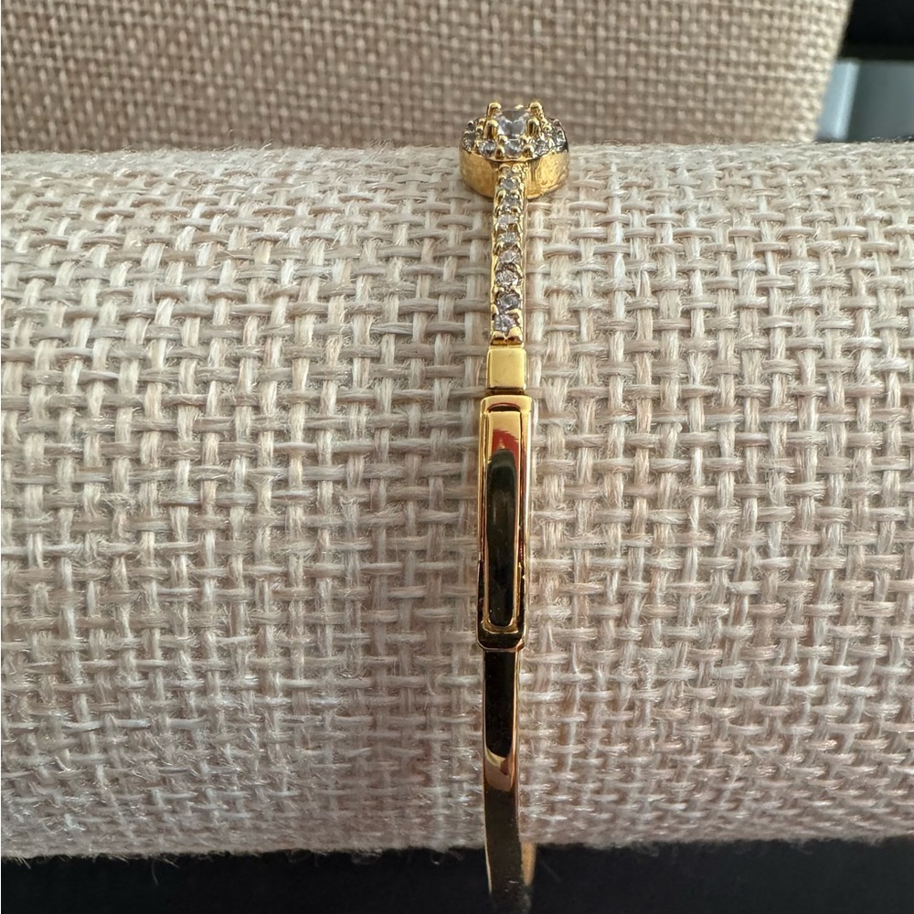 Elegant Gold  Bracelet with Sparkling Round Diamonique Crystal Round Accents - Picture 10 of 13